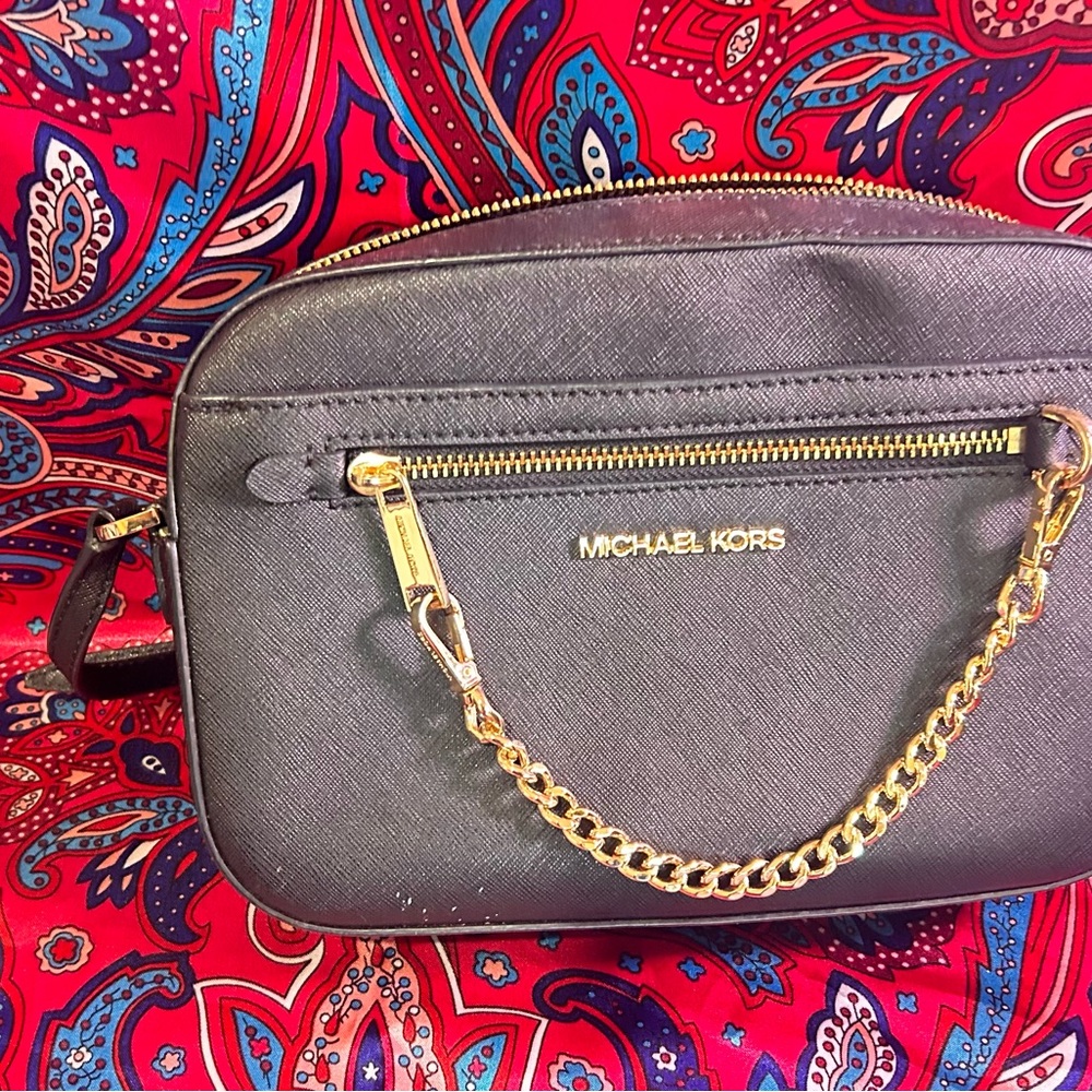 Michael Kors Black Crossbody Bag with Gold Chain